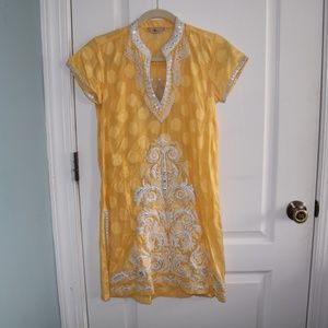 Yellow and silver Sulu Tunic with side slits